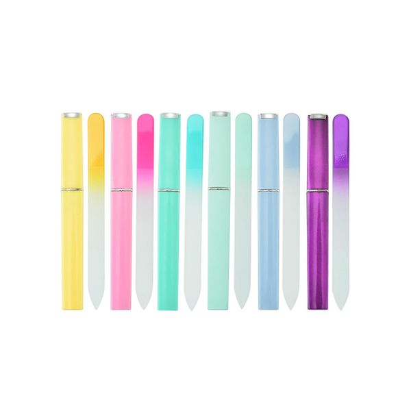 Brotevity Nail File, Nail Oil, Cuticle Treatment, Nail Care, Glass, Manicure Tool, Double Sided, Multiple Colors Available, Easy to Carry Nail File (purple)