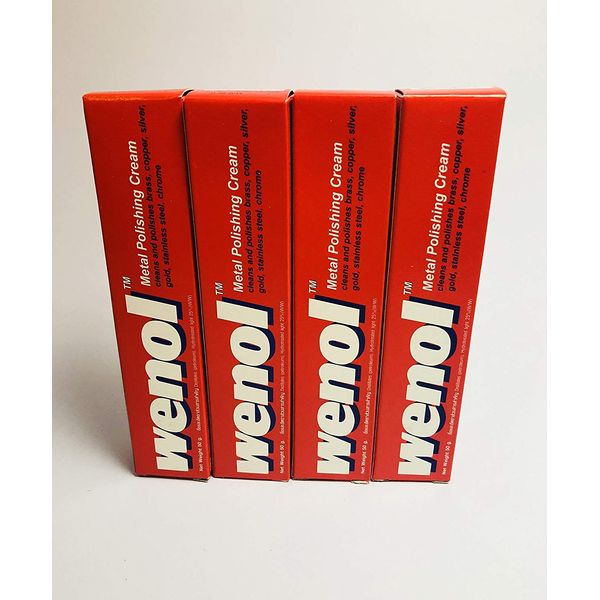 Lot of 4 Tubes Red Wenol Metal Cleaner/Polish German Stainless Copper Silver NEW