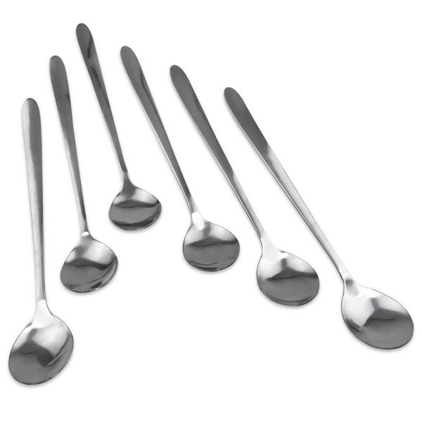 Maestro Craft 6pcs Stainless Steel Coffee Spoons, Latte Spoons, Long Handled Tea Spoons, Dessert Ice Cream Sundae Hot Chocolate Spoons, Dishwasher Safe 18cm Length