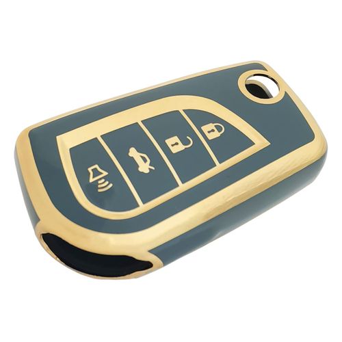 chyoekey Key Fob Cover for Toyota Soft TPU Car Key Shell Case Protector Compatible with Fortuner Tundra Camry RAV4 Highlander Corolla (Blue)