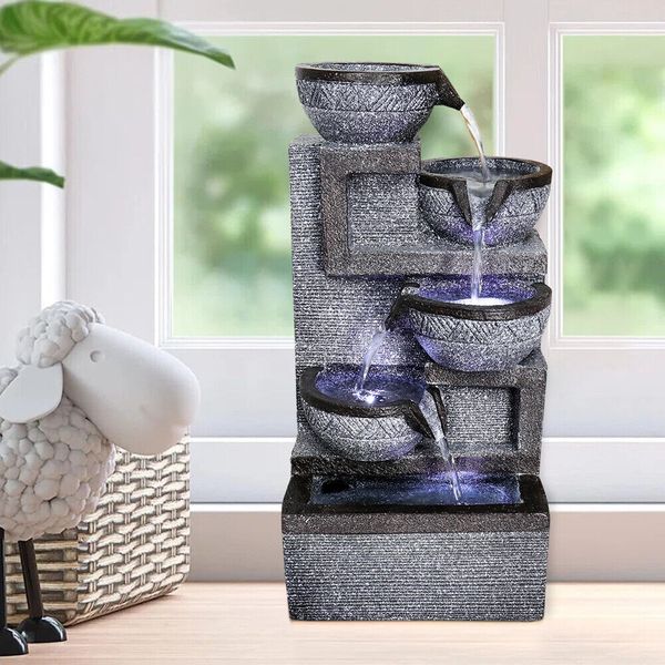 Tabletop Indoor Water Fountains Office Desk Home Decor Gray Fengshui Ornaments