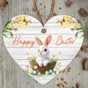 Handcrafted Easter Wooden Heart Plaque with 'Happy Easter' Quote - Rustic Spring Home Decor | Versatile & Customisable Hanging Decoration