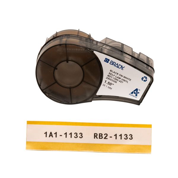 Brady Authentic (M21-1500-427) Self-Laminating Wire Wrap for Control and Electrical Panels, Datacom Cables, Black on White- For M210, M210-LAB, M211, BMP21-PLUS and BMP21-LAB Printers, 1.5" W 14' L