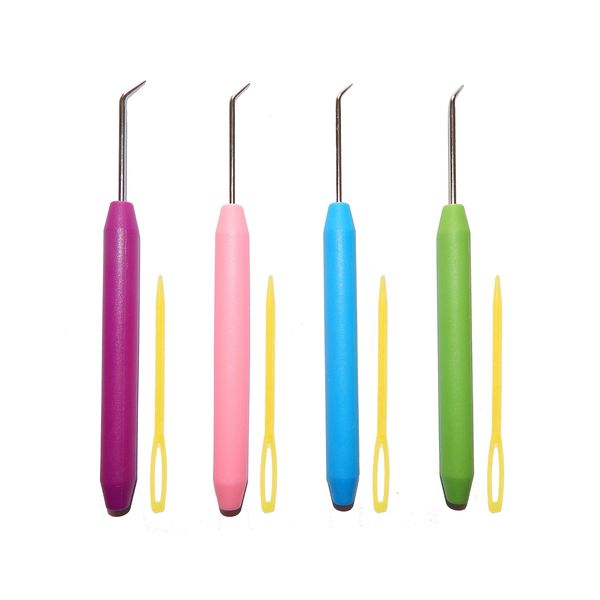 4 Pieces Colorful Knitting Loom Hook Tool Loom Knit Hook Set Looming Hooks Crochet Hooks Sewing Needles Knitting Needles for Knitting Looms Knitting Boards