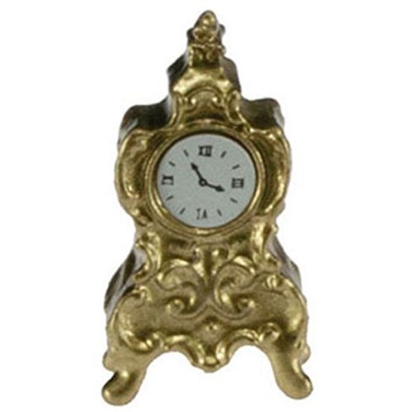 Dolls House Miniature Accessory Gold Mantle Clock 219