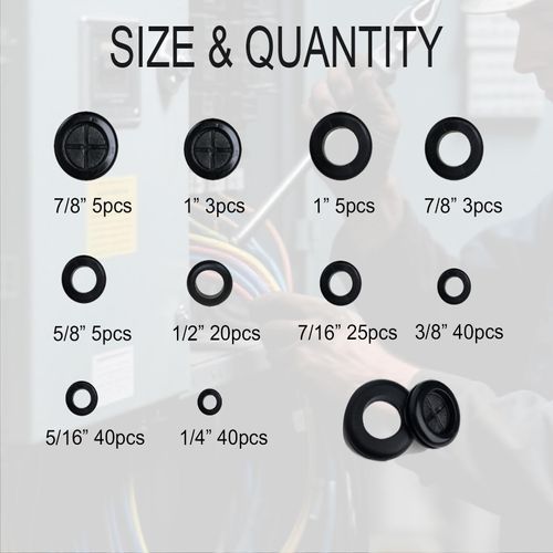 Kanvieus 188PCS Rubber Grommets kit,10 Sizes Firewall Hole Plugs Assortment,Rubber Grommets for Wire Electrical Sheet Metal Auto Body (Eyelet Ring Gasket)
