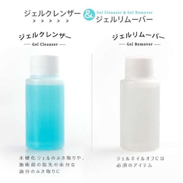 Gel remover, gel cleanser, set of 2 (1 of each), 60ml each, gel remover, 100% acetone, nail supplies, nail remover, gel nail remover, made in Japan 