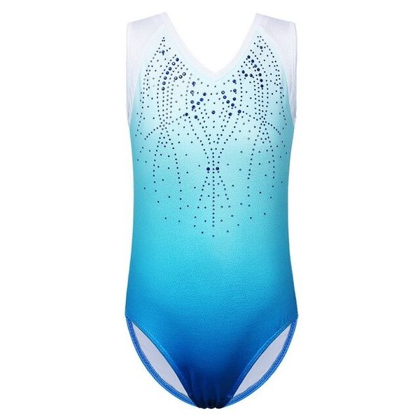 BAOHULU Min V Collar Leotard Toddler and Young Kids Gymnastics Leotards Bodysuit Acrobatics for Girl Kids Dance Wear, [06] 14A, [03] B182 Blue