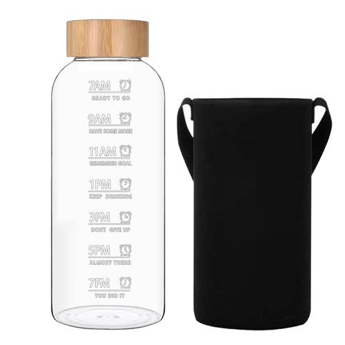 RNCKUUE Glass Water Bottles 64 OZ - Large Borosilicate Reusable Glass Drinking Bottle, Wide Mouth With Bamboo Lid