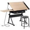 Height Adjustable Drafting Table Drawing Artist Craft Desk w/Stool Outlet Natura