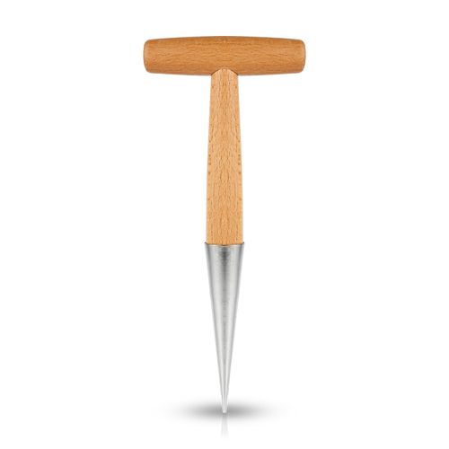 XIHIRCD Hand Dibber with Wooden Handle, Dibbler Gardening Tool Stainless Steel Head Hole Punch Hand Held Bulb Planter Solid Garden Sow Dibbler for Planting Seeds Flowers Tulips Daffodils Dahlias