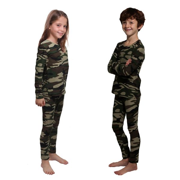 Ultra Dry Thermal Underwear For Kids Long Johns Fleece Lined Leggings And Shirt Boy And Girl Unisex Underwear Bases Set Camouflage