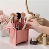 1 Piece Makeup Brush Organiser Bag PVC Clear Brush Pouch Used for Women Girls Portable Travel Makeup Brush Organiser Case (Pink)