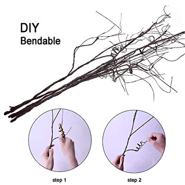 FeiLix 10PCS Lifelike Curly Willow Branches Decorative Dried Artificial  Twigs, 30.7 Inches Fake Bendable Sticks Vintage Vines/Stems DIY Greenery