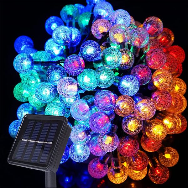 DEMPOWER Solar Christmas Lights Outdoor Waterproof,8 Mode 6M/24Ft 30 LED Crystal Ball Outdoor Solar Powered String Lights for Patio,Solar Garden Lights for Yard Porch Wedding Party Decoration