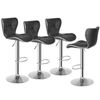 Shell Back Bar Stools Set of 4 Adjustable Bar Stool with Back Kitchen Black