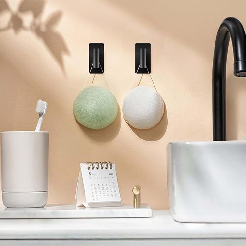 HRMNUS Self Adhesive Hooks for Hanging Towel,Coats,Clothes,Heavy Duty Wall Hooks on Bathroom, Shower, Outdoor,Kitchen,no Drilling Waterproof Sticky Holders （4 Pack,Black,Stainless Steel）