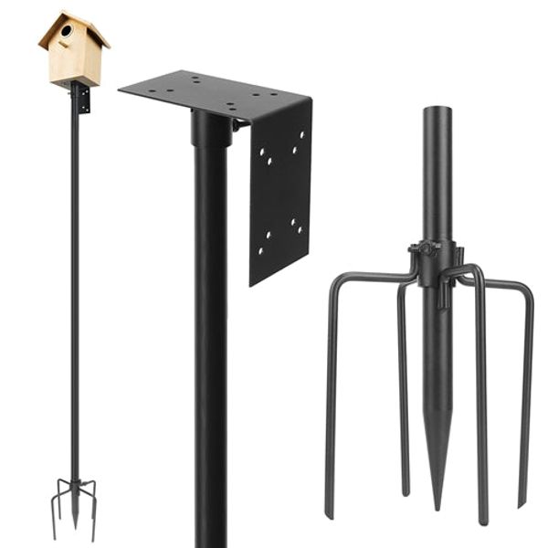 78.7in Bird House Pole Kit Height Adjustable Bird Feeder Pole Mount Kit Heavy Duty Bird House Pole Set with 5 Prongs Base for Bird House Bird Feeder - Black