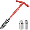 Drado Spark Plug Socket Wrench Set, Spark Plug Removal Tool, Spark Plug Spanner, T Bar Socket Wrench- 16mm 21mm- Red