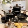 15 Piece Nonstick Induction Cooking Kitchen Cookware Sets Granite Pots and Pans