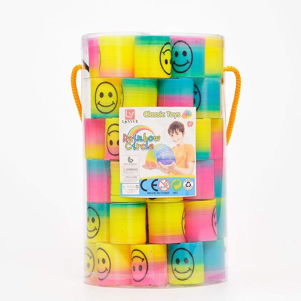 PowerTRC 72 Pcs Mini Slinky Party Favors Mini Slinkies Bulk, Emoticon Rainbow Spring Toys Goodie Bag Stuffer, Coil Spring Toy for Carnival Prize Classroom Exchange Gifts