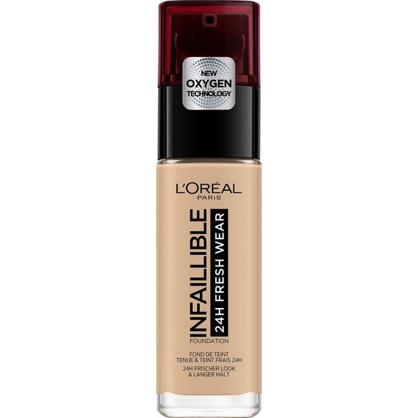 L'Oréal Paris Infallible 24 Hour Fresh Wear Fluid Foundation for All Skin Types, Vanilla 120, 30 ml