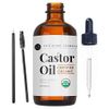 Castor Oil (2oz) USDA Certified Organic, Cold Pressed, Hexane Free by Kate Blanc. Stimulate Growth for Eyelashes, Eyebrows, Hair