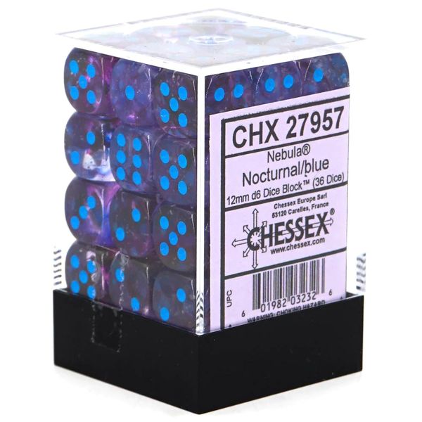 Nebula® 12mm d6 Nocturnal /blue Luminary Dice Block (36 dice)