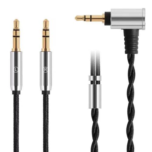 Fezzlo HE4XX Audio Cable Compatible with Hifiman SUNDARA Ananda HE-350 HE1000 HE-400i(New Edition) HE560 Headphones 3.5mm to Dual 3.5mm Aux Cord Extension Wire(3.5mm), Black