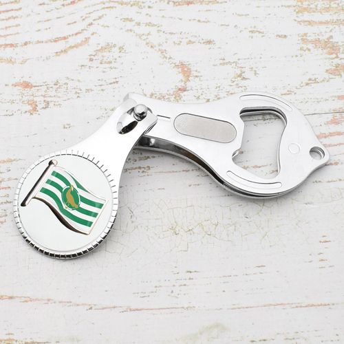 Flag of Wiltshire County England Design Pocket Metal Nail Clipper and Bottle Opener with Personalised Engraved Message, Presented in a Velvet Pouch