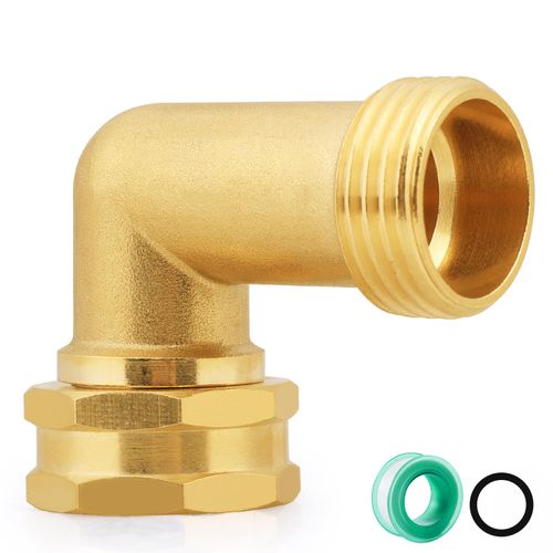 SIGURANTA 90 Degree Brass Full Flow Elbow Connector | 3/4" Solid Brass Right Angle Spigot Extend Adapter | 1-Pack Hose Elbow