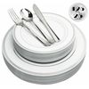 125 Piece Silver Plates & Cutlery Set, Reusable & Recyclable, Elegant Party Set