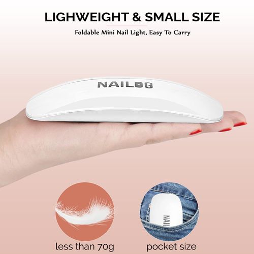 NAILOG UV＆LED ネイル用ライト, ミニ6W, USB式ジェルネイルランプ、高速硬化、折りたたみ式、持ち運び便利