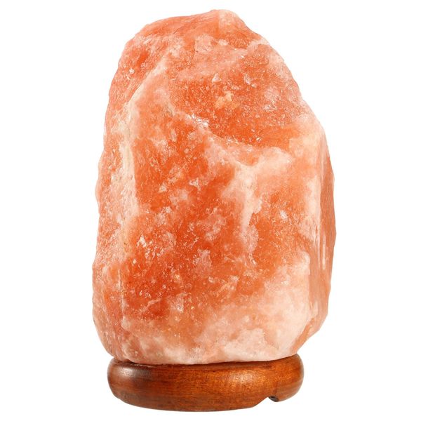 Dimmable Crystal Rock Salt Lamp - Hand Carved Table Lamp with Wood Base