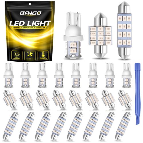 BANGO 24 Pieces Car LED Interior Light Bulbs, Non-Polarity Design with Removal Tool, Suitable for Car Dome Map Door Trunk License Plate Lights, Etc. (Brilliant Red)