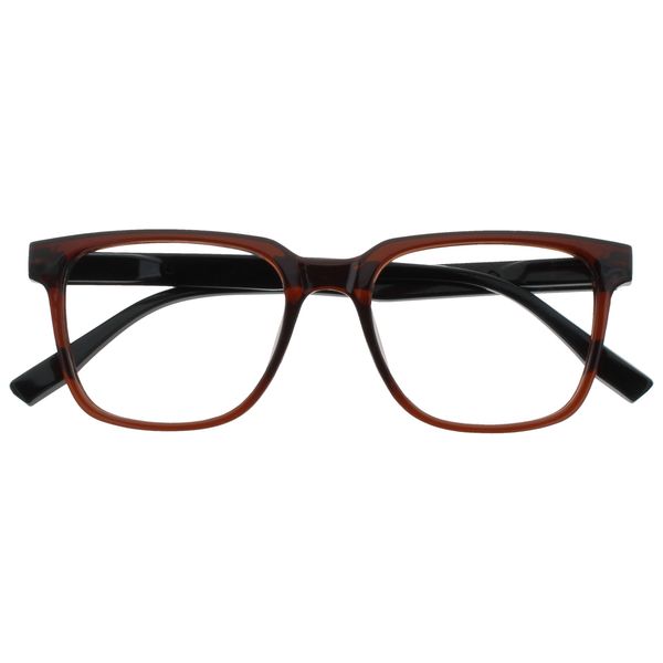 OPULIZE LEO Reading Glasses - Large Rectangular Frame - Brown - Black Arms - Mens Womens - Spring Hinges - R55-2 - +3.50