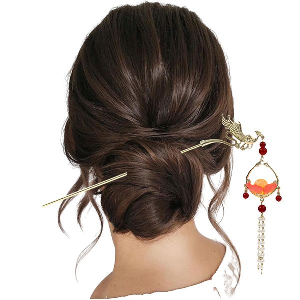 Lantern Light Hairpin Hair Stick Hair Accessories Coiled Tassel Hair Antique Hair pin for Women #09