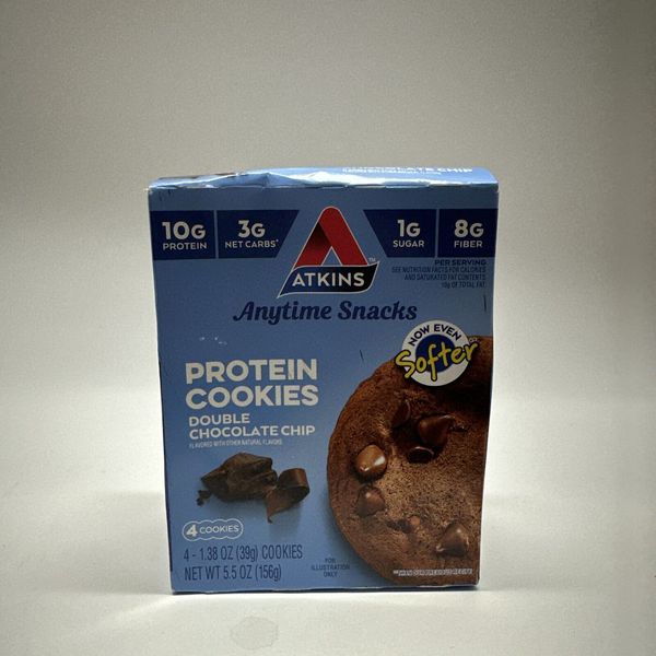 Atkins Soft & Chewy Protein Cookies Low Carb Double Chocolate Chip 4ct Exp:09/24