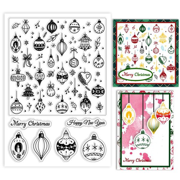 GLOBLELAND Weihnachts Hintergrund Klare Silikonstempel Für DIY Kartenherstellung Weihnachtsglocken Silikon Transparent Siegel Dekorative Klare Stempel Für Scrapbooking Und Fotoalbum Dekoration