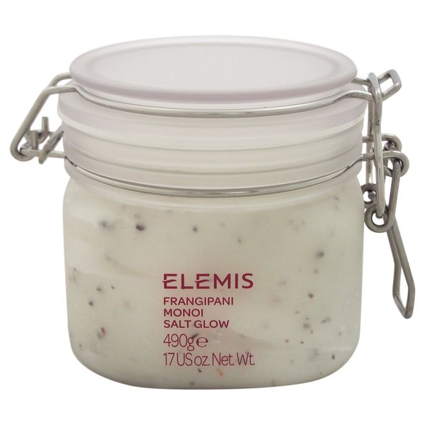 ELEMIS Frangipani Monoi Salt Glow, Skin Softening Salt Body Scrub to Exfoliate, Smooth and Soften, Lightly Scented Exfoliating Scrub Infused with Minerals to Cleanse and Hydrate Skin, 490g