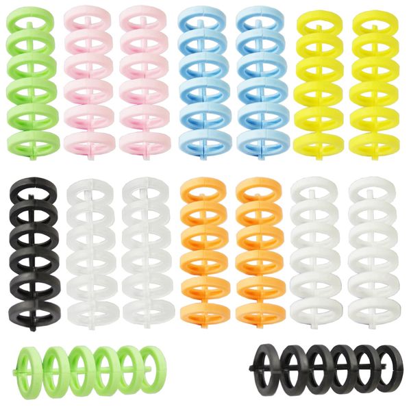 EUSTACE 16 Pcs 6 Holes Loose Leaf Binder Rings Plastic Loose Leaf Ring File Book Book Organizer Ring Binding Binder Binder Word Book Learning Cards DIY Recipes Menu Rings Document Storage Organization Black/White/Transparent/Blue/Pink/Green/Yellow/Orange