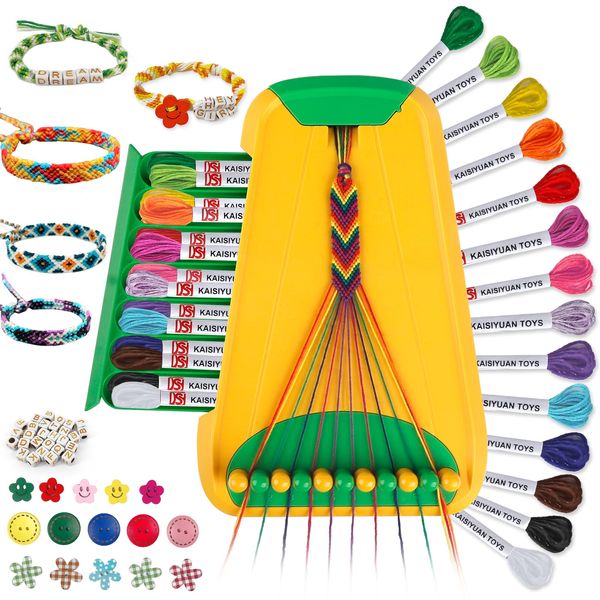 Arts and Crafts for Kids Ages 8-12,Friendship Bracelet Making Kit for Girl,Kids Jewelry Making Kit with 28 Pre-Cut Threads,Christmas Birthday Gifts for Ages 6 7 8 9 10 11 12 Year Old Green