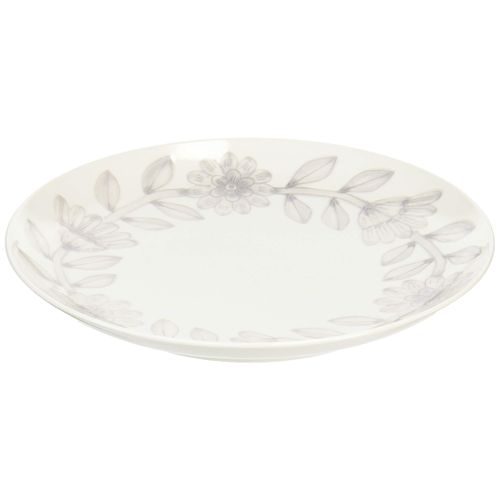 Hasamiyama Nishiyama Plate, 10.6 inches (27 cm), Daisy, Gray