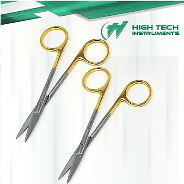 2 EACH Premium GERMAN TC Iris Scissors 4.5" Straight Surgical Dental Instruments