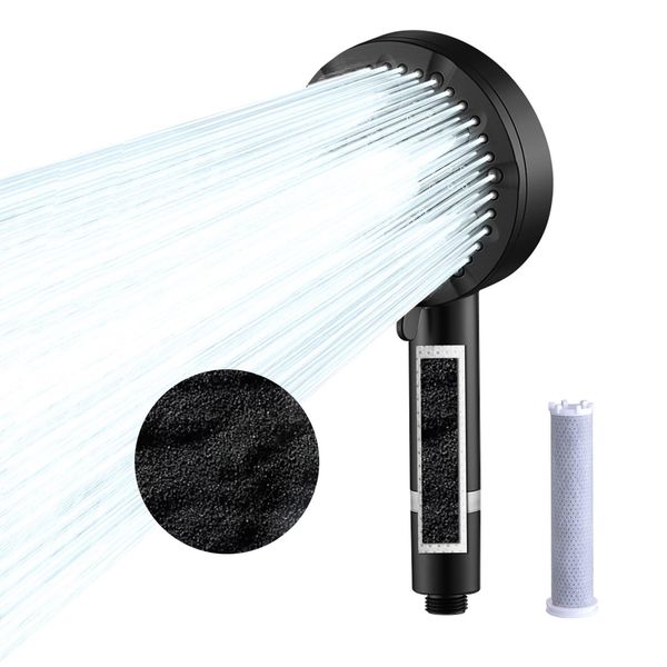 Shower Head Filter for Hard Water - High Pressure 9 Spray Modes Filtered Shower Head with Handheld, Detachable Shower Head with Handheld Sprayer, Removable Water Softener Black Shower Head