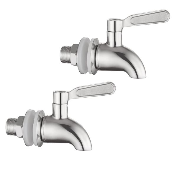 Walkinginrain Beverage Dispenser Replacement Spigot,Stainless Steel Spigot for Water Dispenser,Drink Dispenser Replacement Faucet 2 Pack