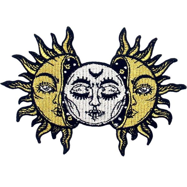 ZEGIN Sun and Moon Patch Embroidered Applique Badge Iron On Sew On Emblem