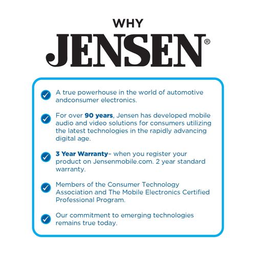 JENSEN MPR420 7 Character LCD Double DIN Car Stereo Receiver | Push to Talk Assistant | Bluetooth Hands Free Calling & Music Streaming | AM/FM Radio | USB Playback & Charging | Not a CD player