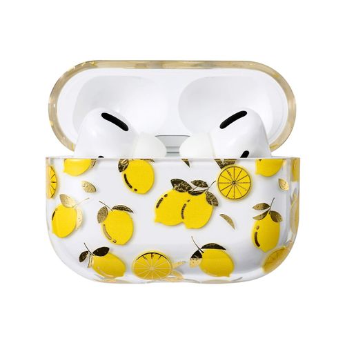 AKABEILA Compatible with Apple Airpods Pro Case for Women, Clear with Designs Patterns Airpods Pro Hard Case PC Shockproof [Front LED Visible ] Anti-Fall Full Protector, Lemon