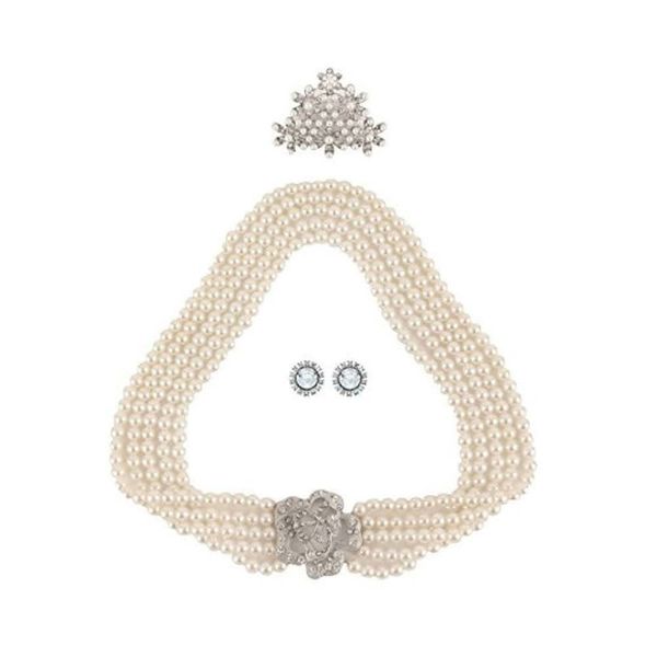 Hudiefly Premium Quality 3 Piece Audrey Hepburn Holly Golightly Breakfast at Tiffany’s Inspired Flapper Style Bridal Pearl Jewelry Set